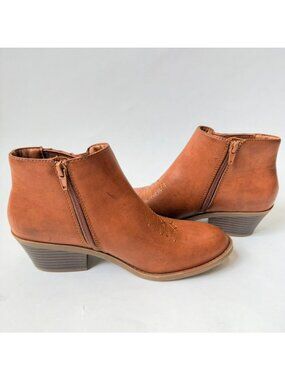 Frye & Co Jude Leather Ankle Boots Womens Size 9M Cognac Brown Western
